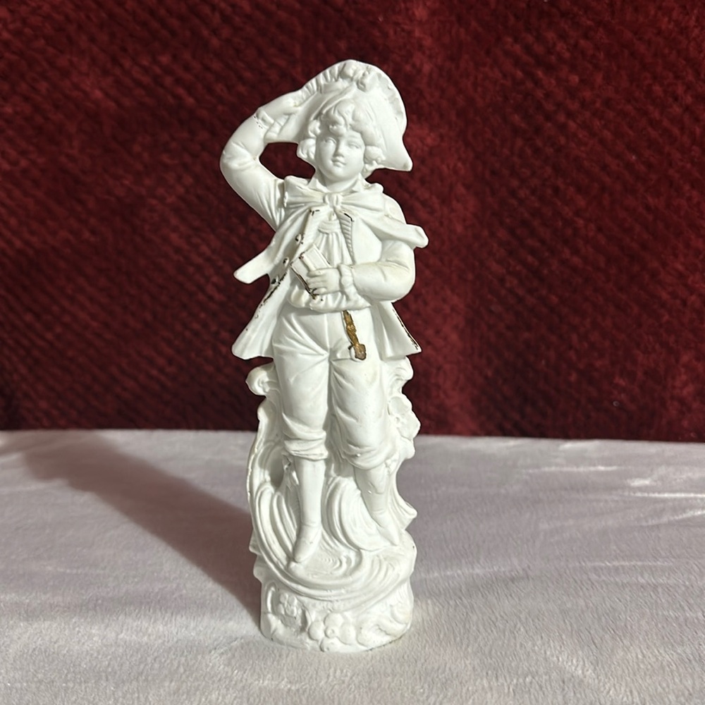 Antique Carl Schneider, Bisque Figurine Boy White Parian Finish 8.25" #8544.